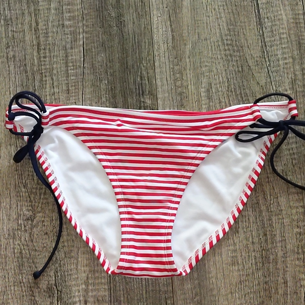 Xhilaration Red and White striped bikini bottom
